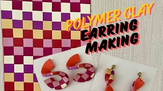 Polymer Clay Earring Making Tutorial  includes checkerboard pattern and Twisted Earring designs [upl. by Eelannej]