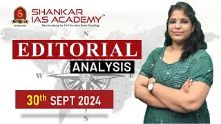 Editorial Analysis September 30 2024 Shankar IAS Academy UPSC current Affairs  Mains [upl. by Swirsky]