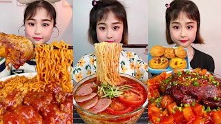 Mukbang Chinese Spicy Food Asmr beef noodle stir fry  pork ribsfried rice  Spicy Noodle Challenge [upl. by Sucramraj]