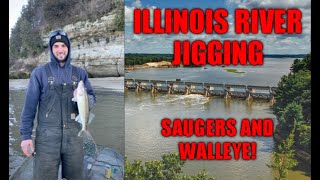 JIGGING SAUGERS AND WALLEYE ON THE ILLINOIS RIVER Starved Rock [upl. by Gnil]