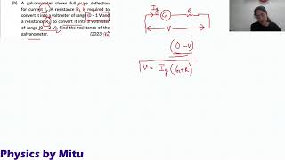 PYQ galvanometer shows full scale deflection for current Ig Physics class 12 numericals [upl. by Ayanaj]