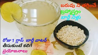 బరువు ని తగ్గించే బ్రహ్మాస్త్రం బార్లీ నీళ్లు Barley Water Recipe In Telugu Immunity Booster Drink [upl. by Weismann]