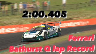 Ferrari GT3  Bathurst Quali World Record iRacing 2021 Season 3 [upl. by Hakon]