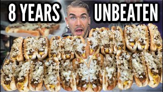 250 HOT DOG CHALLENGE  NO WINNERS FOR 8 YEARS  Rhode Island Hot Wieners [upl. by Norri]