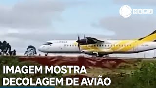 Imagem mostra decolagem de avião no Aeroporto de Cascavel [upl. by Lamson]