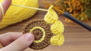 I made a very easy Tunisian crochet flower with leaf motif crochet knitting [upl. by Tearle524]