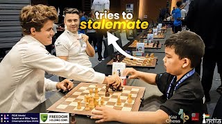 Little kid tries the stalemate trick on Magnus Carlsen  World Team Blitz 2024 [upl. by Eltsirhc]