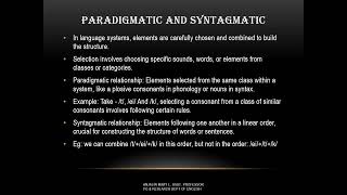 PARADIGMATIC AND SYNTAGMATIC RELATIONSHIP [upl. by Windham]