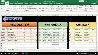 EXCEL  como Hacer un SISTEMA de INVENTARIO de entradas salidas y control de stock 📦 [upl. by Towland]