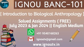 IGNOU BANC101 Solved Assignment July 2023 amp Jan 2024 FREE  IGNOU BSCANH  IGNOU TV  IGNOU [upl. by Auqenehs611]