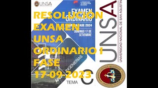 RESOLUCION DEL EXAMEN UNSA ORDINARIO 1RA FASE INGENIERIAS 17092023  MATEMATICA  RAZ MAT [upl. by Crofton815]