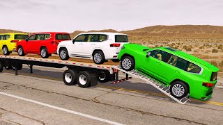 Flatbed Truck Mcqueen  Transportation with Truck  Pothole vs Car 145  BeamNGDrive [upl. by Mohammed490]