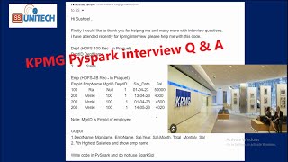 5 kpmg pyspark interview question amp answer  databricks scenario based interview question amp answer [upl. by Sherye]