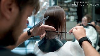 BEST HAIRCUT for thin hair line technique  NIKITOCHKIN [upl. by Atoiyanap]