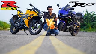 GsxR 150 vs R15 V3 Detailed Review  Brake Test  Speed Test and Performance Test by Next Gear [upl. by Ernald]