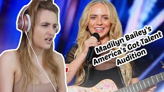 Madilyn Bailey Is Insane Reacting To Madilyn Baileys Americas Got Talent Audition [upl. by Darlleen432]