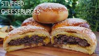 Stuffed Cheeseburger Bun Recipe 🍔  Homemade Closed Burger [upl. by Yecak]