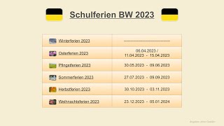 Schulferien BW 2023 [upl. by Daigle]