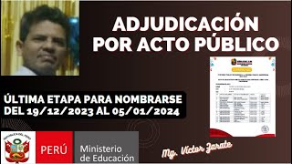 Adjudicación por acto público última oportunidad para nombrarse Mg Víctor Zarate [upl. by Hyps]