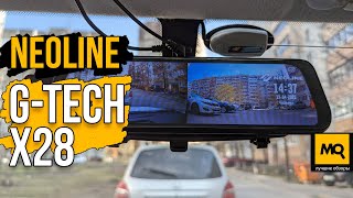 Neoline GTech X28 обзор Двухканальный видеорегистратор зеркало с сенсорным IPS [upl. by Nwatna]