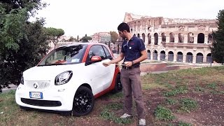 Nuova smart fortwo 2014  La prova nella quotsuaquot città Roma [upl. by Yluj]