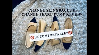 CHANEL SLINGBACKS amp CHANEL PEARL PUMP REVIEW [upl. by Odab]