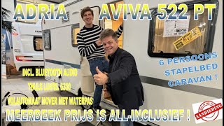 Adria Aviva 522 PT 2024 met stapelbed nu met € 3899 extra korting FULL OPTIONS  caravan review [upl. by Etnuhs469]