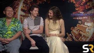 Tom Holland Zendaya amp Jacob Batalon Interview SpiderMan No Way Home [upl. by Ilarrold595]