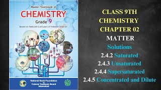 Saturated Unsaturated Super Saturated Solution Chapter 2 Chemistry Class9FBISE New Syllabus 2024 [upl. by Anselmi201]