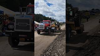 1974 Brockway 361 semi tractor hauling a 1974 Oliver 2255 oldiron oldschooltrucking dieselengine [upl. by Ioab396]