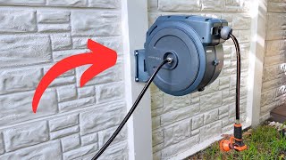 Ultimate Hose Reel Review Giraffe Tools Retractable with 180° Swivel Bracket [upl. by Nnaylime164]