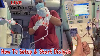 How to Setup Dialysis Machine  Priming amp initiate Hemodialysis [upl. by Alleuqahs]