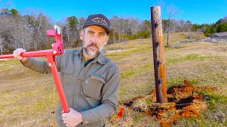 Tool to Pull Out Wood Farm Fence POST by Yourself [upl. by Trebleht638]