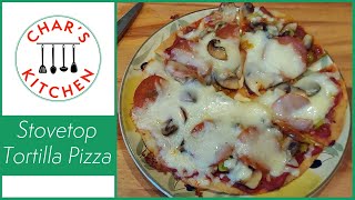 Stovetop Tortilla Pizza  Chars Kitchen [upl. by Kilby873]