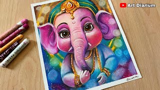 Ganesha Chaturthi Drawing with Oil Pastels Part2  Easy StepbyStep Tutorial for Stunning Result [upl. by Ynar]