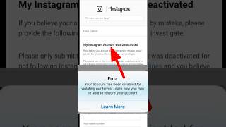 Instagram Account Disabled how to get back  How to Recover Disabled Instagram Account Reactivate [upl. by Christiana]