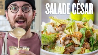 La recette de la fameuse salade César sauce maison croutons pickles etc  🥬🔥 [upl. by Wulf]