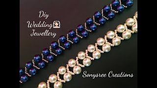 Elegant Pearl Beaded Bracelet Wedding jewelry 👰🏻 Super Easy Tutorial [upl. by Legnaros]