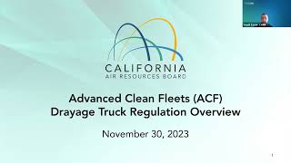 Advanced Clean Fleets  Drayage Training Webinar [upl. by Fidellas95]