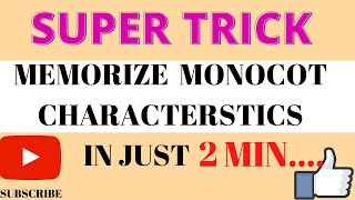 Mnemonics for Monocotyledon  Memorize monocot Forever in 2 min [upl. by Knarf]