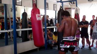 Muay Thai Bag Training  Buakaw at Boxing Works  3103711500 [upl. by Nyram665]