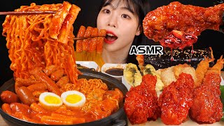 ASMR MUKBANG 직접 만든 떡볶이 양념치킨 김밥 먹방 amp 레시피 FRIED CHICKEN AND Tteokbokki EATING [upl. by Lawan]