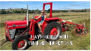 VINTAGE TRACTORS AT WORK  HAYMAKING [upl. by Suedama]