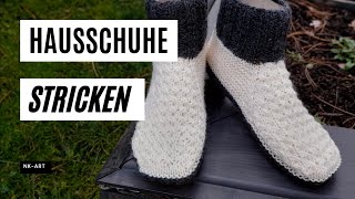 Hausschuhe Socken mit Rundsricknadeln stricken [upl. by Airamana]