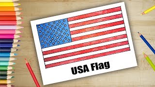 How to Draw USA flag  Drawing easy for kids [upl. by Ambrosio933]