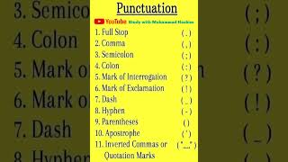 PUNCTUATIONS  Study ith Muhammad Hashim english [upl. by Lamek]