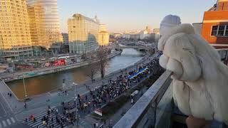 Granate Styling watching another march for a free Ukraine from balcony fur coat with nothing below [upl. by Lavicrep612]