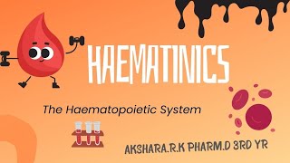 HAEMATINICS 🩸Pharmacology Pharmd📚 [upl. by Aliuqat]