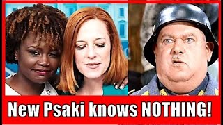 I Present to you Jen Psakis Replacement Karine JeanPierre who KNOWS NOTHING aka Sgt Schultz [upl. by Atteloiv]