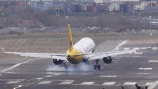 Aborted landing with touchdown in crosswind [upl. by Atiuqihc]